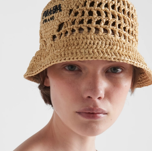 Prada Raffia Crotcheted Bucket Hat. NWT - Picture 4 of 6